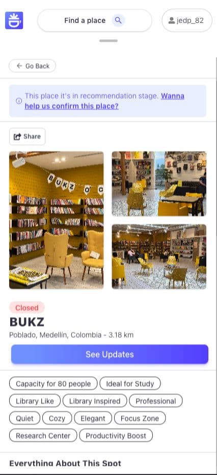 Coffi app screenshot - home